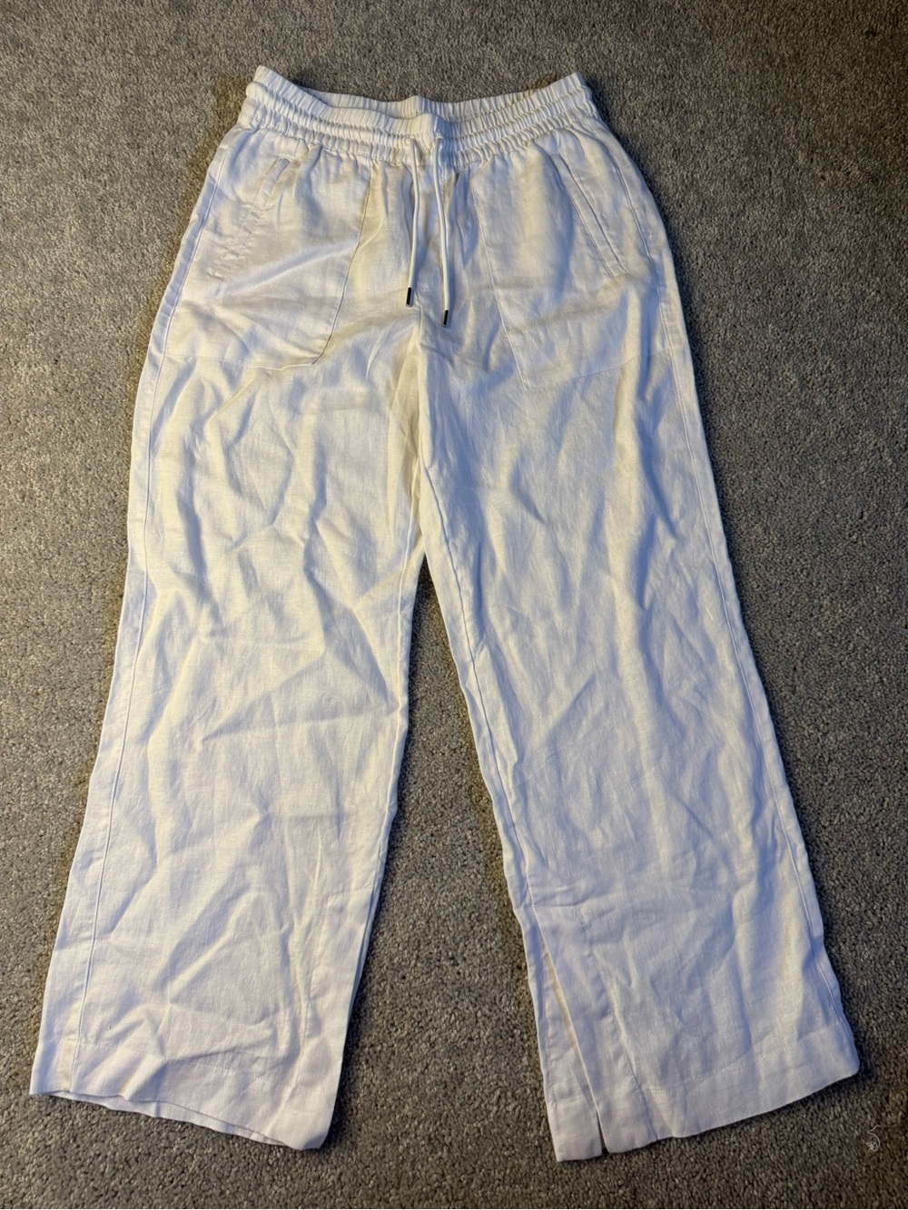 Athleta Cream Wide-Leg Drawstring Pants